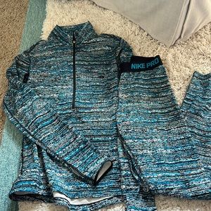 Nike Pro thermal running leggings with thermal quarter zip